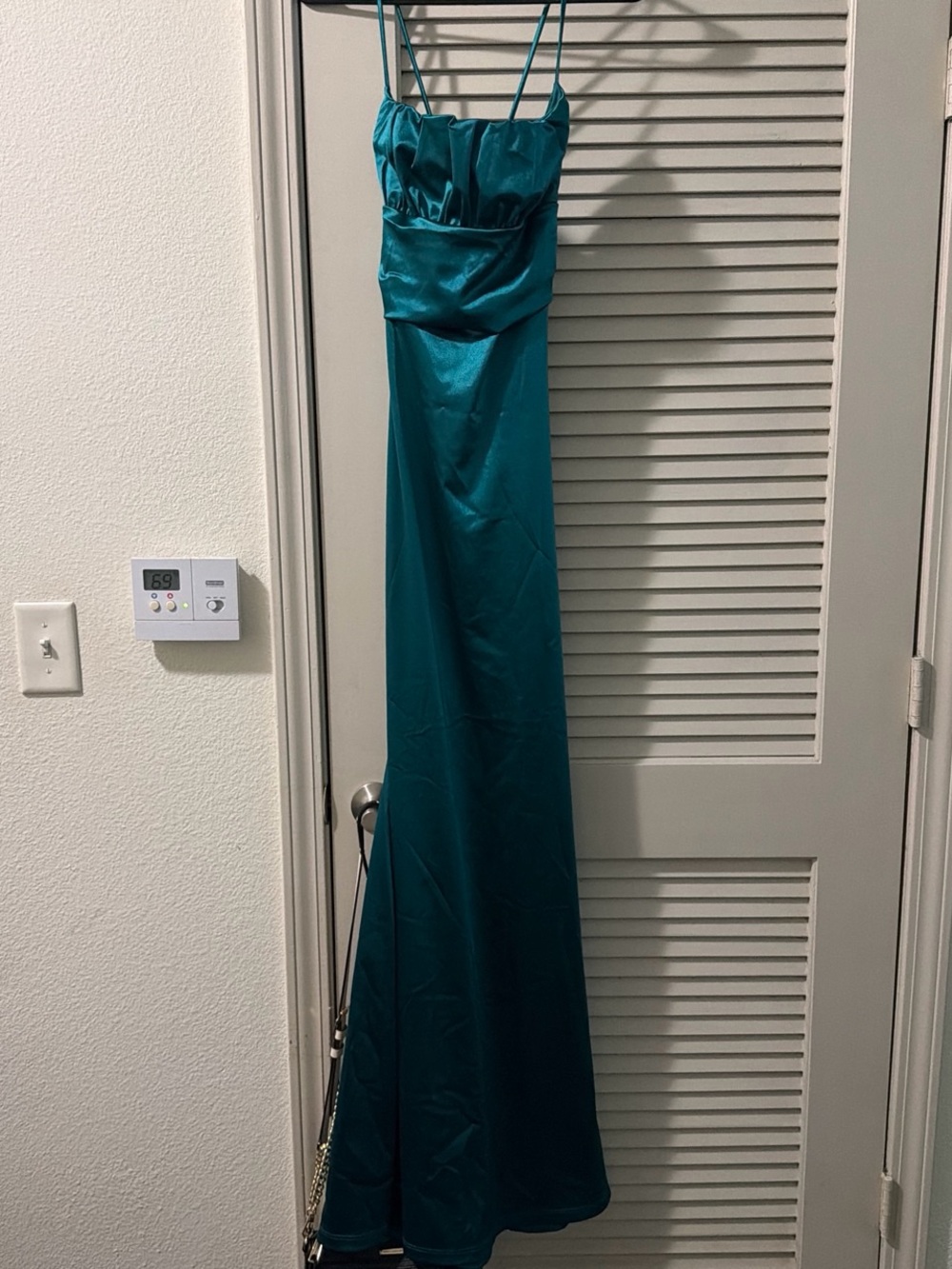 Windsor Teal Satin Maxi Dress